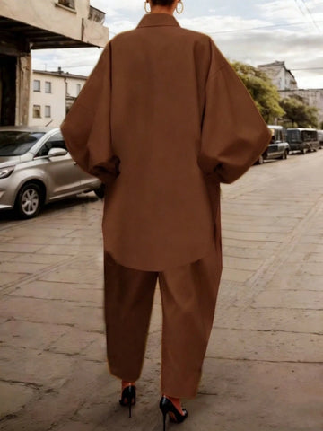 Minimalist Solid Color Short Shirt And Pants