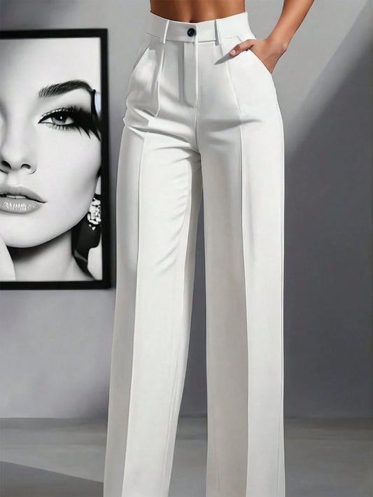 Women's High Waist Pleated Loose Fit Trousers