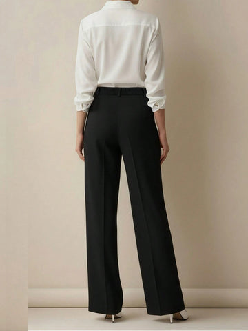 Women's High Waist Pleated Loose Fit Trousers