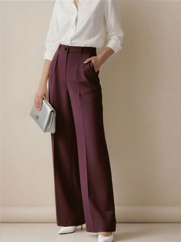 Women's High Waist Pleated Loose Fit Trousers
