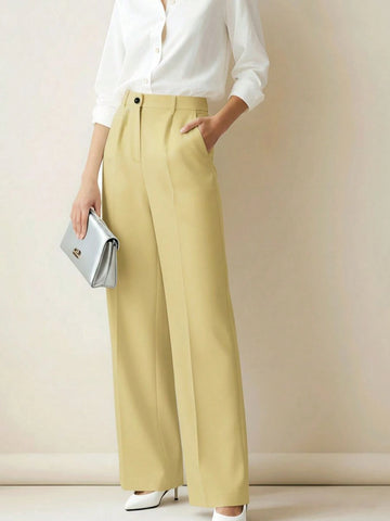 Women's High Waist Pleated Loose Fit Trousers