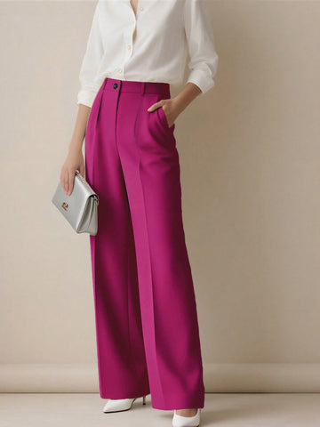 Women's High Waist Pleated Loose Fit Trousers