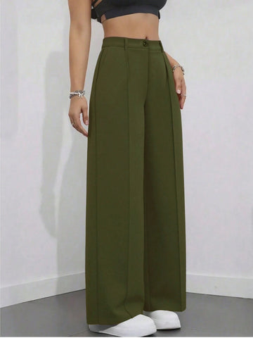 Women's High Waist Pleated Loose Fit Trousers