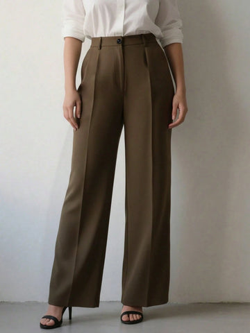 Women's High Waist Pleated Loose Fit Trousers