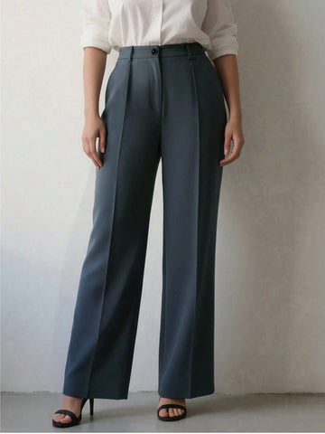 Women's High Waist Pleated Loose Fit Trousers