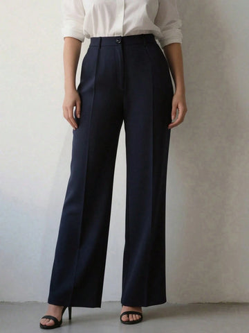 Women's High Waist Pleated Loose Fit Trousers