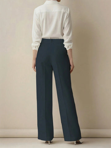 Women's High Waist Pleated Loose Fit Trousers