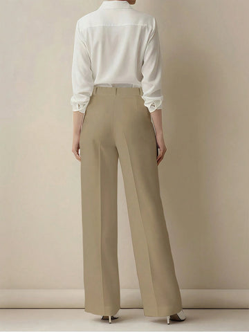 Women's High Waist Pleated Loose Fit Trousers