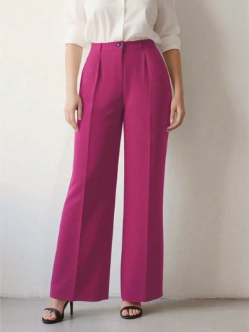 Women's High Waist Pleated Loose Fit Trousers
