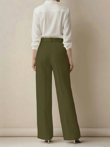 Women's High Waist Pleated Loose Fit Trousers