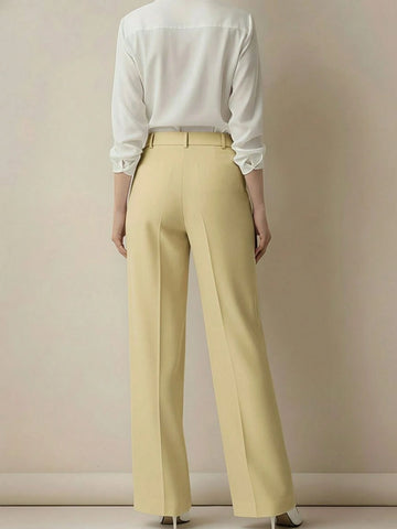 Women's High Waist Pleated Loose Fit Trousers