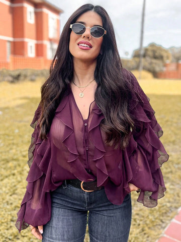 Beautiful ruffle hem blouse