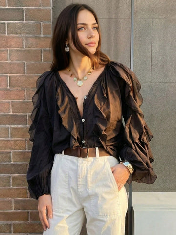 Beautiful ruffle hem blouse