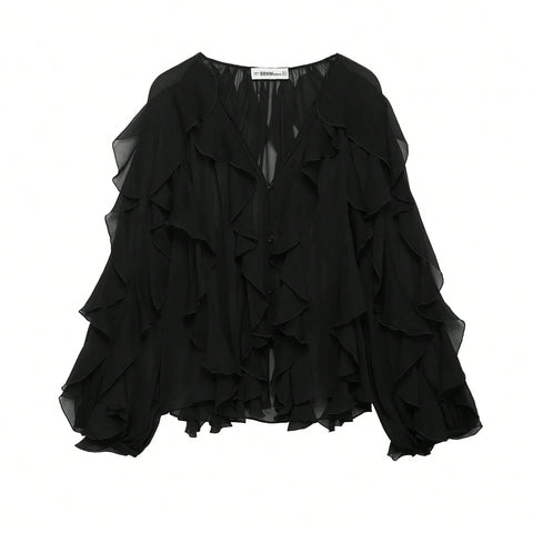 Beautiful ruffle hem blouse