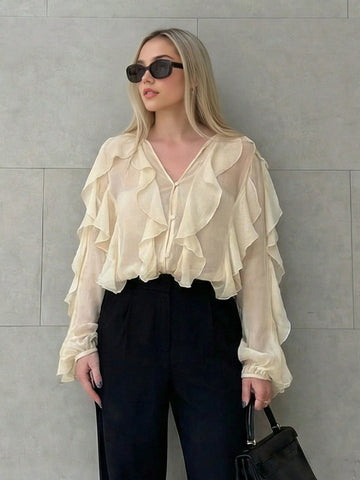 Beautiful ruffle hem blouse