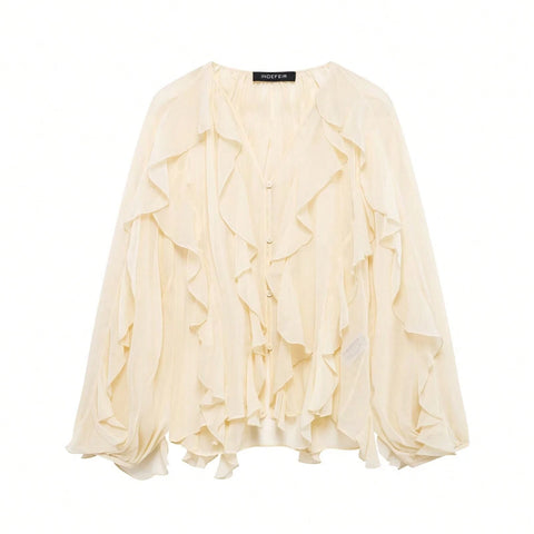 Beautiful ruffle hem blouse