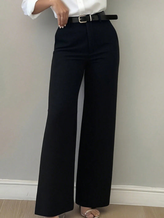 Women's Minimalist Design Flared Leg Casual Trousers