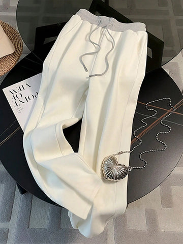 Patchwork Contrast Color Honey Embroidery Elastic Waist 2-Piece Set