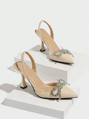 Women's Pointed Toe High Heels With Rhinestone Decoration