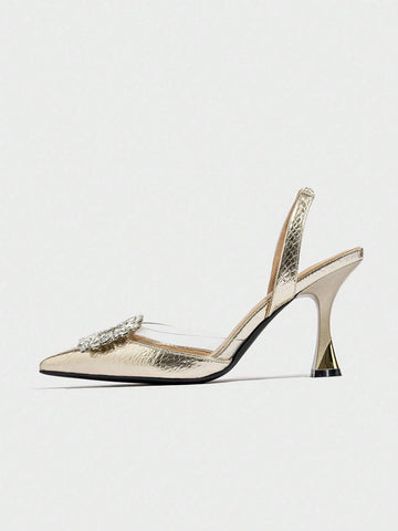 Women's Pointed Toe High Heels With Rhinestone Decoration