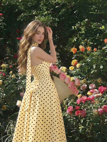 Polka Dot Summer Sleeveless Midi Dress
