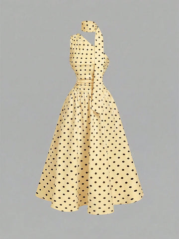 Polka Dot Summer Sleeveless Midi Dress