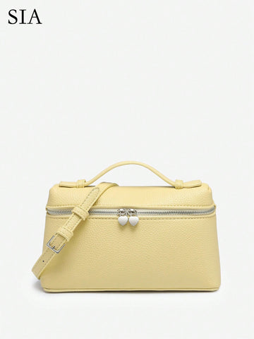 Metallic Yellow Leather Box Tote Bag