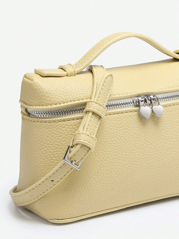 Metallic Yellow Leather Box Tote Bag