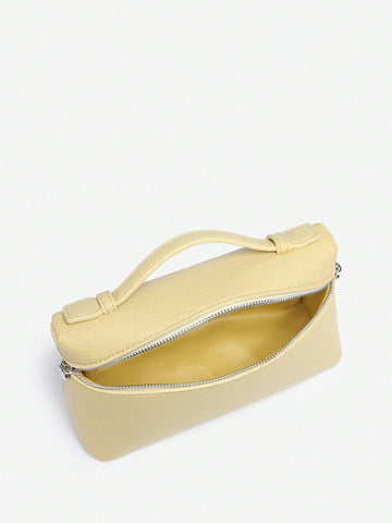 Metallic Yellow Leather Box Tote Bag