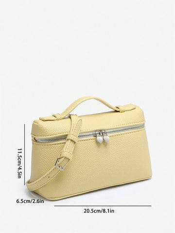 Metallic Yellow Leather Box Tote Bag