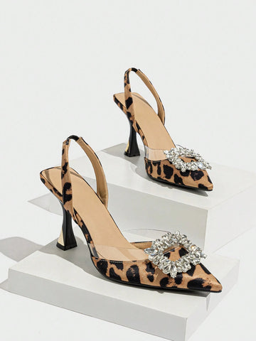 Women's Pointed Toe High Heels With Rhinestone Decoration