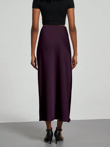 Women Silky Satin Feeling Maxi Skirt