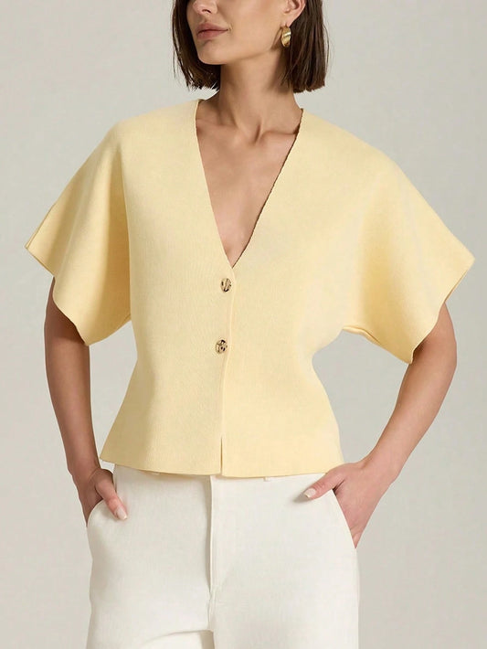 Women's Simple Solid Front Button Up Cardigan