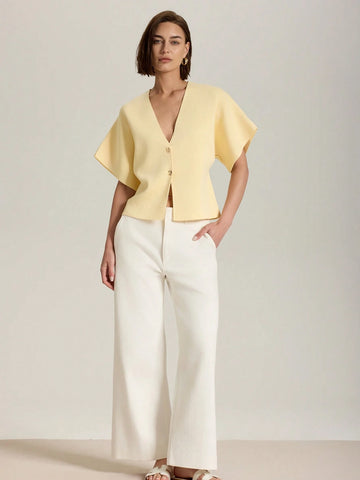 Women's Simple Solid Front Button Up Cardigan