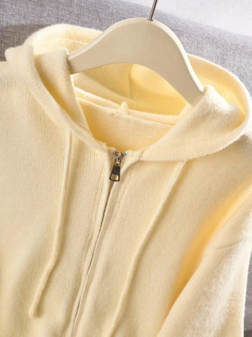 Women's Soft Light Blue Zip-Up Hoodie - Casual Fashion Long Sleeve Cardigan