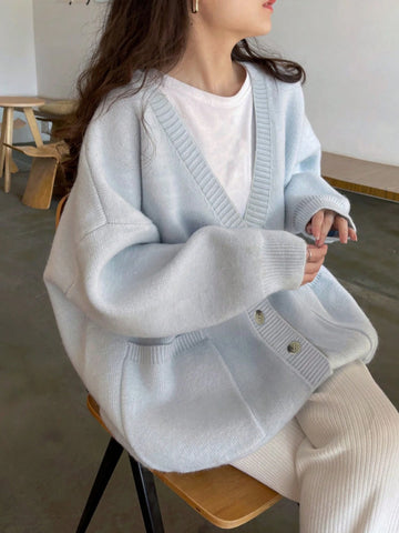 Women's Solid Color Minimalist Casual Cardigan