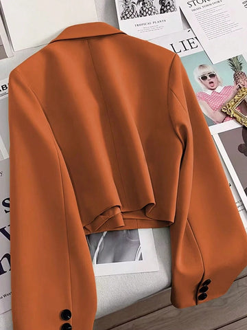 Notched Collar Long Sleeve Single-Button Casual Office Blazer