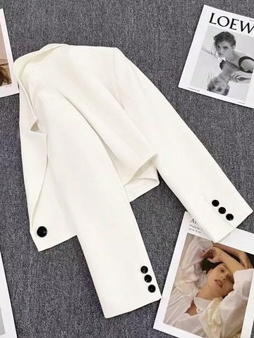 Notched Collar Long Sleeve Single-Button Casual Office Blazer