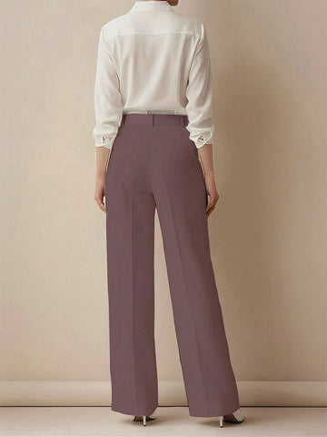 Women's High Waist Pleated Loose Fit Trousers