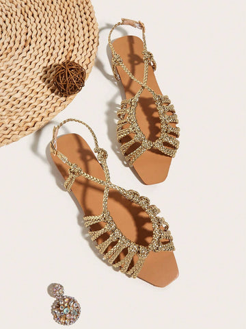 Woven Straps Women's Flat Sandals