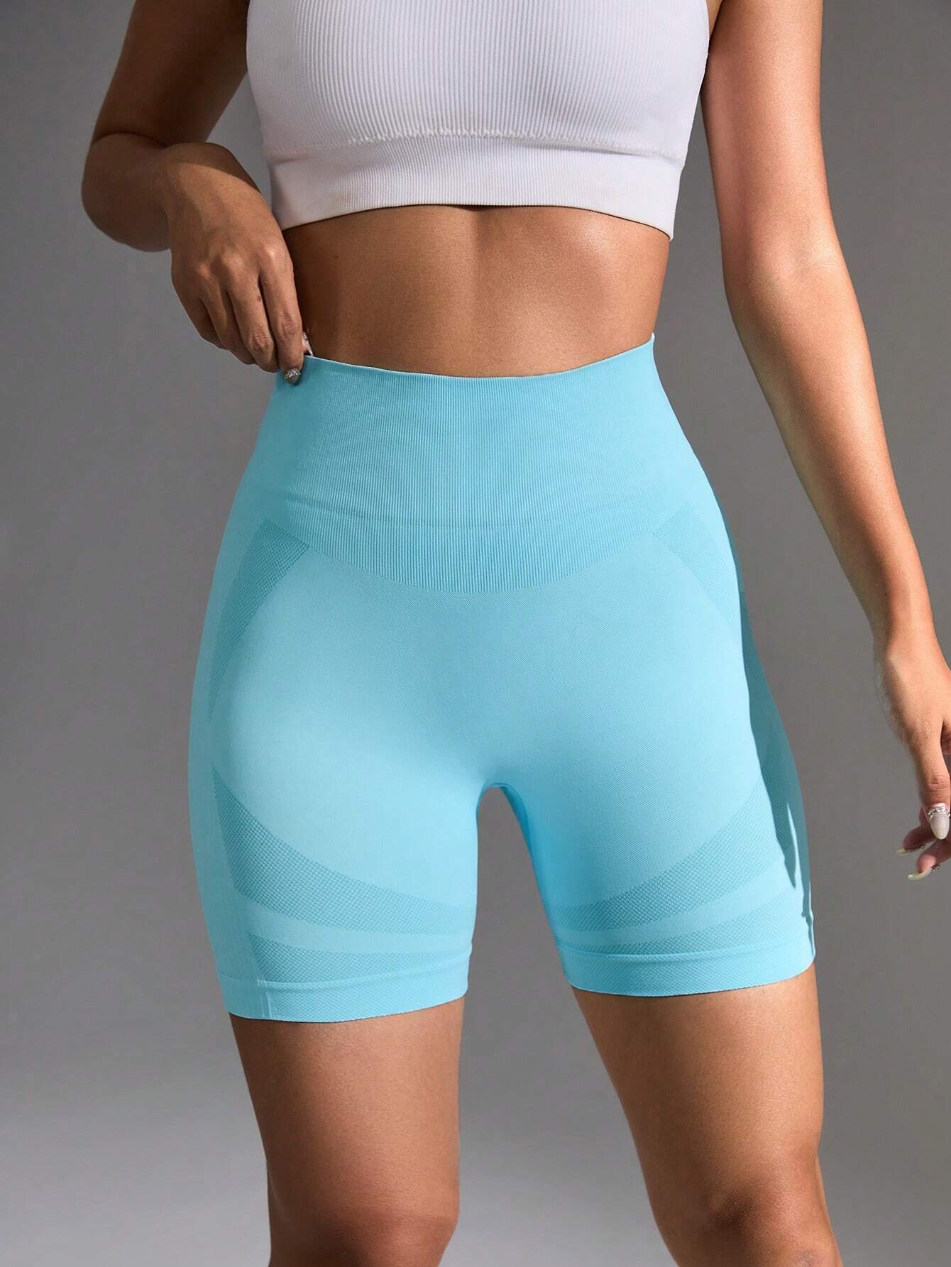 Yoga Futuristic Seamless Wideband Waist Sports Shorts Biker Shorts Spandex Shorts Legging Shorts