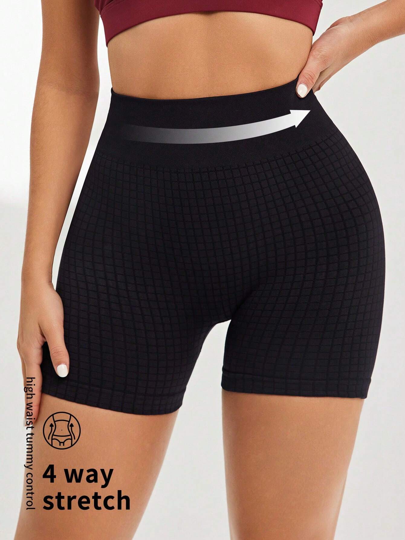 Yoga Futuristic Seamless Wideband Waist Sports Shorts Biker Shorts Spandex Shorts Legging Shorts