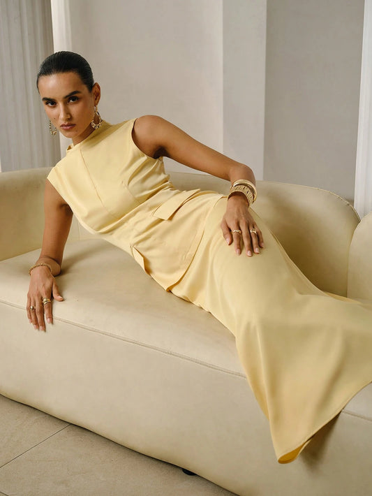 ZEYLAH Satin Long Dress, 2 In 1