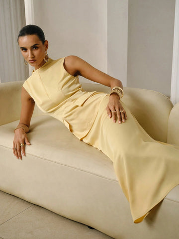 ZEYLAH Satin Long Dress, 2 In 1