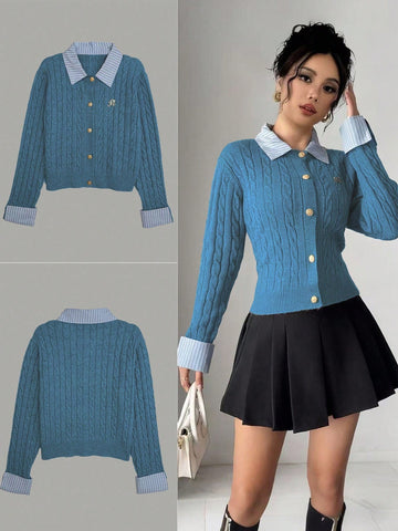 Fashionable Blogger-Inspired 2 In 1 Patchwork Knit Cropped Cardigan