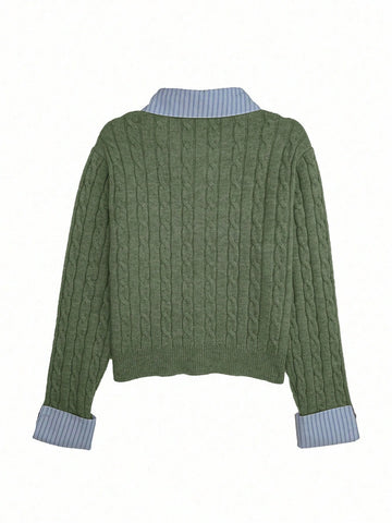 Fashionable Blogger-Inspired 2 In 1 Patchwork Knit Cropped Cardigan