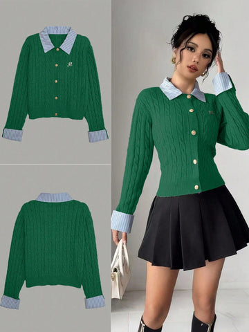 Fashionable Blogger-Inspired 2 In 1 Patchwork Knit Cropped Cardigan