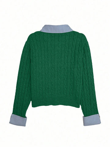 Fashionable Blogger-Inspired 2 In 1 Patchwork Knit Cropped Cardigan