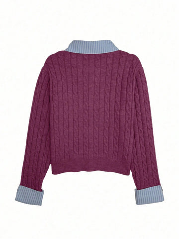 Fashionable Blogger-Inspired 2 In 1 Patchwork Knit Cropped Cardigan