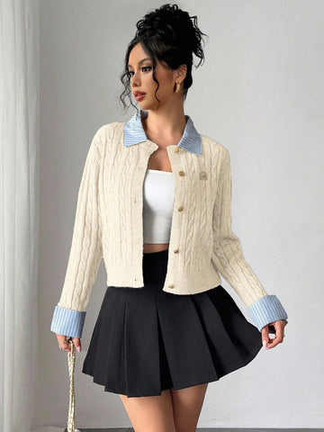 Fashionable Blogger-Inspired 2 In 1 Patchwork Knit Cropped Cardigan